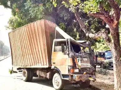 Truck Collides With Tree