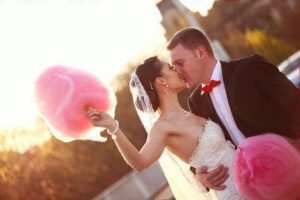 Bride and Groom with candy floss