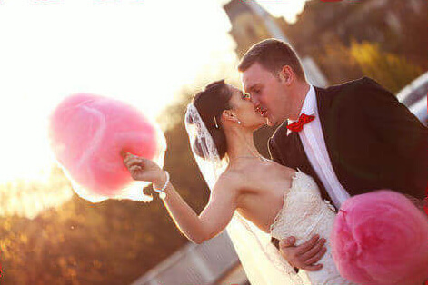 Bride and Groom with candy floss