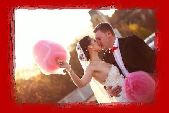 Bride and Groom with candy floss