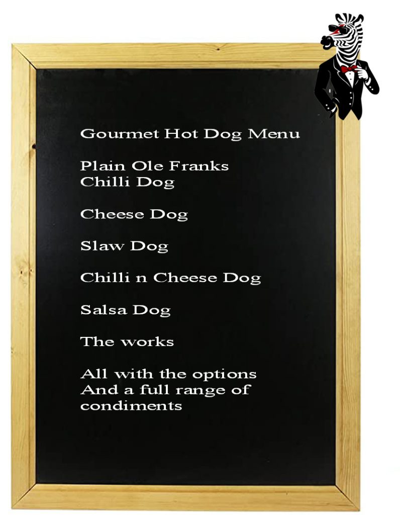 Gourmet Hot Dog Menu Board