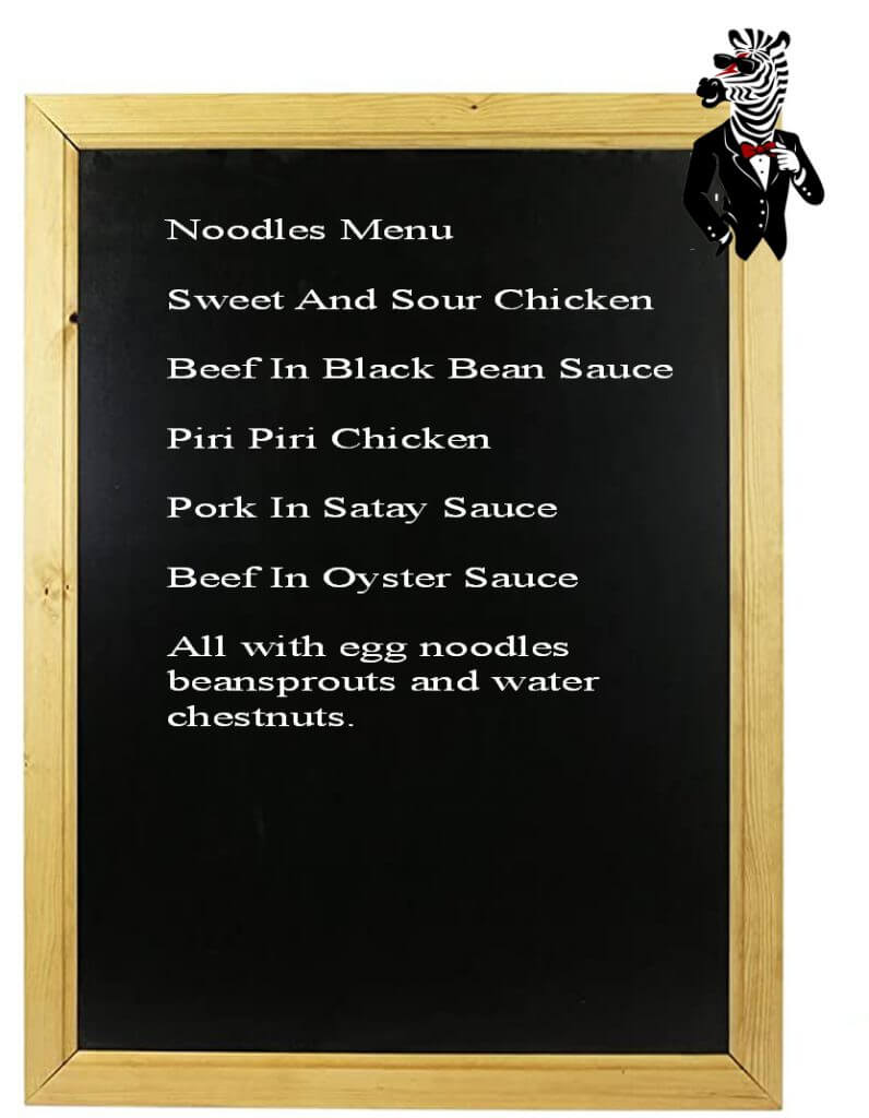 Noodles Menu