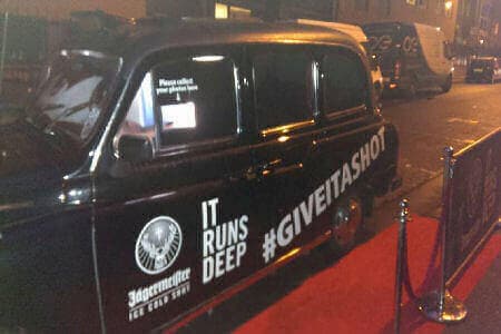 Custom branded photobooth taxi Jagermeister