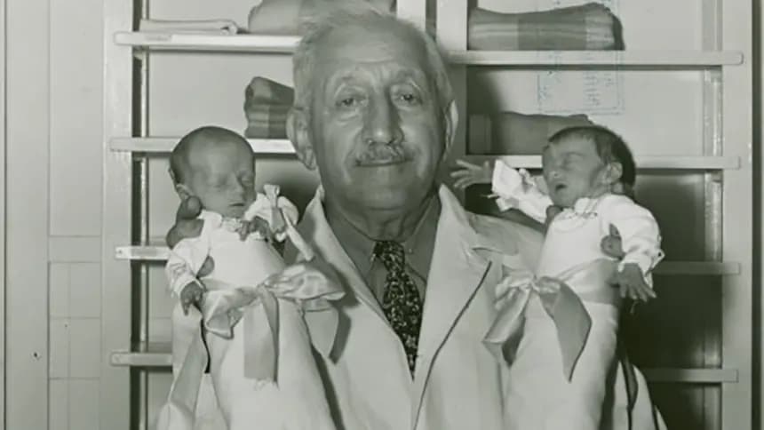 Martin Couney With Two Premature Babies