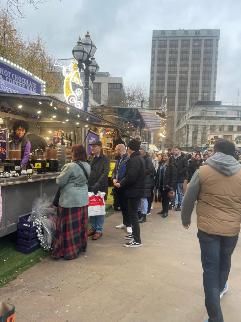 Christmas At The Cathedral Hot Chocolate Vans Queue