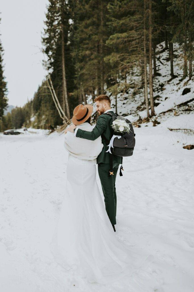 Wedding Couple In The Snow