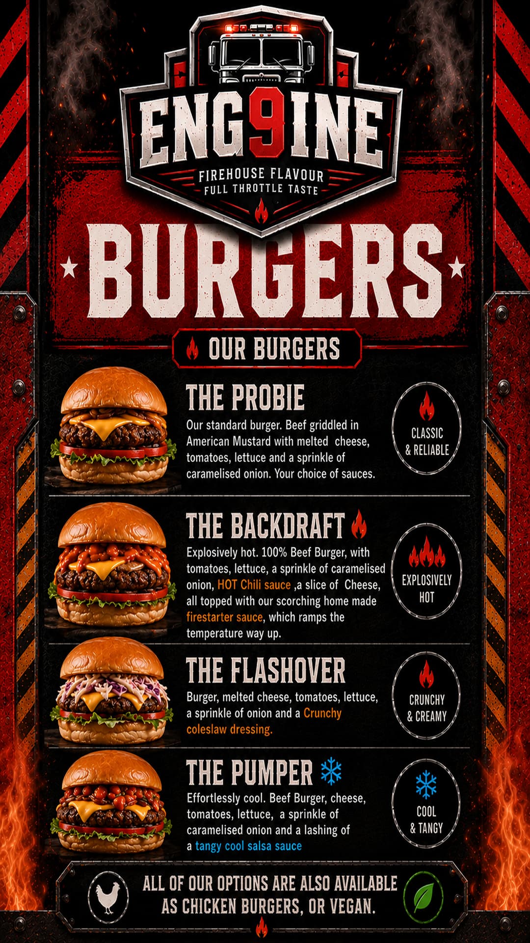 ENG9INE Burger Menu ENG9INE Burger Menu